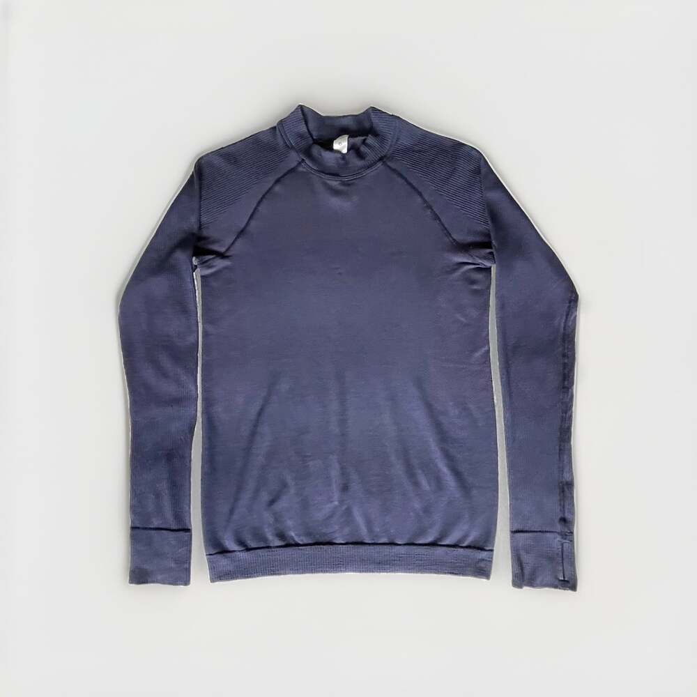 Lululemon Womens L Blue Wool & Nylon Blend Sweater Long Sleeve Stretch Slim Fit